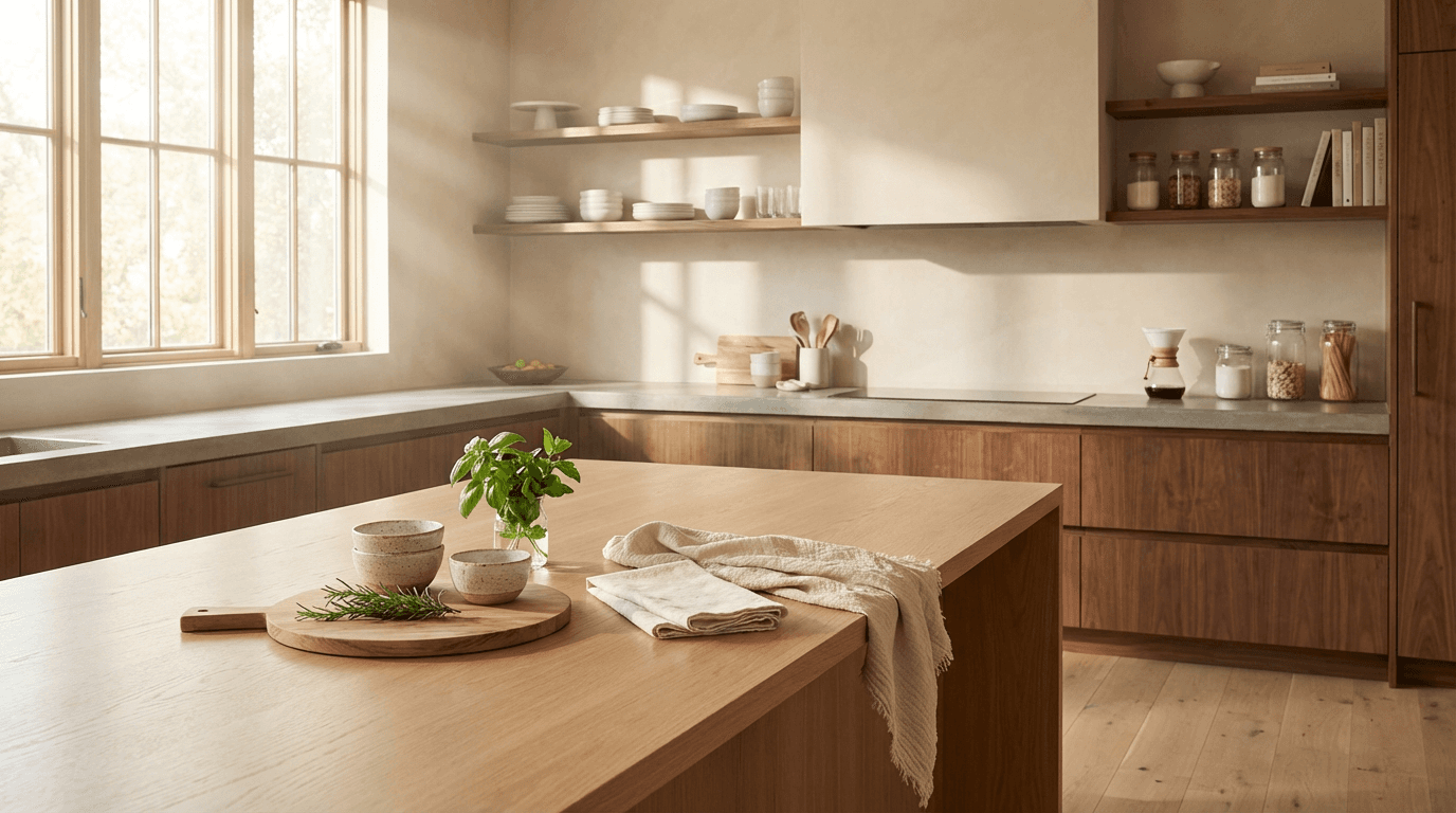 CRULAN home products in a warmly lit kitchen during everyday use